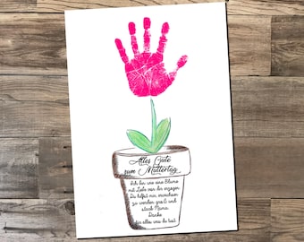 Muttertag Handabdruck-Bastelarbeiten, Blumentopf – Personalisieren Sie ihn mit dem Handabdruck Ihres Kindes, DIGITAL DOWNLOAD