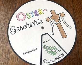 Ostergeschichte, Ausmal-Rad DEUTSCH, Karwoche Kinder, Ausmalbild Basteln, Sonntagsschule, Bibelunterricht Kindergottesdienst, zum Ausdrucken