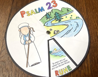 Psalm 23 Ausmal-Rad DEUTSCH, Kinder beten, Ausmalbild Basteln, Sonntagsschule, Bibelunterricht Kindergottesdienst, zum Ausdrucken