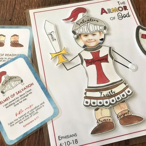 Rüstung Gottes druckbare Aktivität, Aquarell, Bibellektion, Epheser, Schwert des Geistes, Sonntagsschule, anpassen mit dem Foto des Kindes