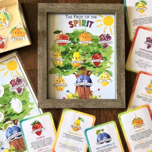 Fruit Of The Spirit Spiel, Aquarell, druckbar, Galater 5:22, religiöses Spiel, pädagogische Aktivität, Homeschool-Spiel, Sonntagsschule