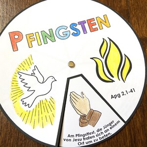 Pfingsten Ausmal-Rad DEUTSCH, Heiliger Geist, Ausmalbild Basteln, Sonntagsschule, Bibelunterricht Kindergottesdienst, zum Ausdrucken