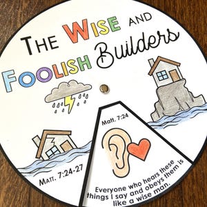 Die Wise and Foolish Erbauer Malrad, druckbare Bibelaktivität, Gleichnis, Kinderbibellektion, Memory-Spiel, Sonntagsschule