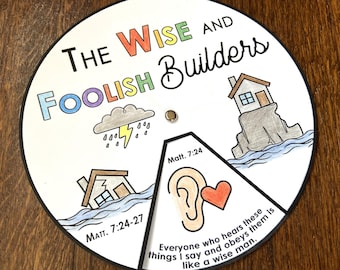 The Wise and Foolish Builders Coloring Wheel, Printable