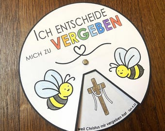 Vergeben Ausmal-Rad DEUTSCH, Vergebung Kinder, Ausmalbild Basteln, Sonntagsschule, Bibelunterricht Kindergottesdienst, zum Ausdrucken