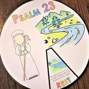 Psalm 23 Malrad, druckbare Bibelaktivität, Aquarell, Kinderbibellektion, Memory-Spiel, Sonntagsschule