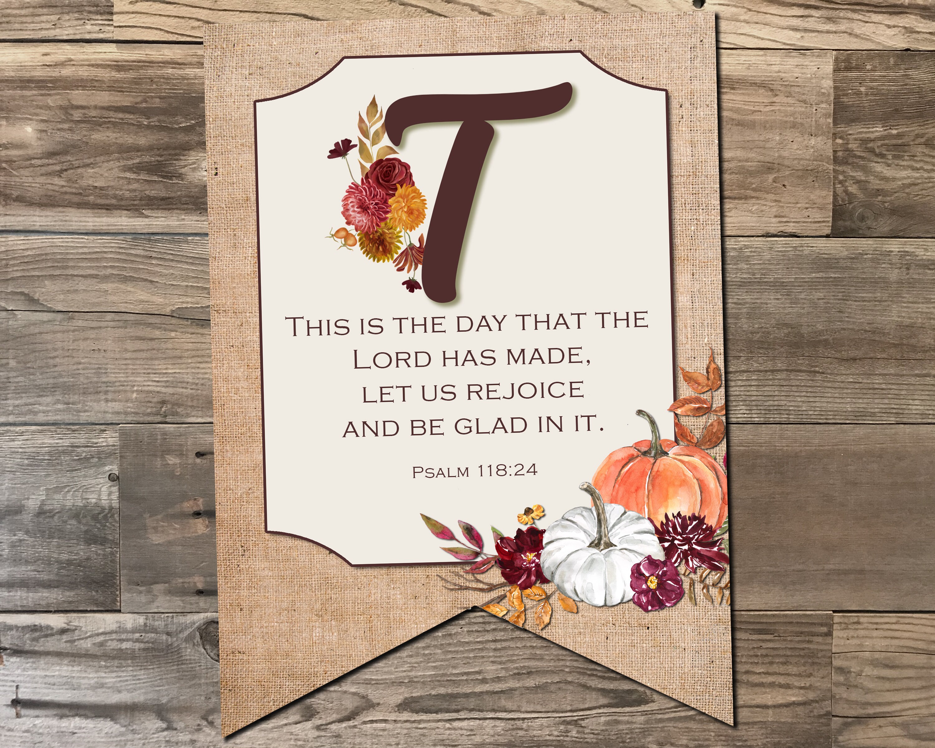 Thankful Scripture Banner Printable - Fall Banner - Fall Decoration ...