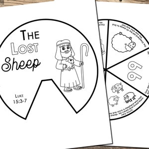 The Lost Sheep Parable Coloring Wheel, Printable Bible Activity