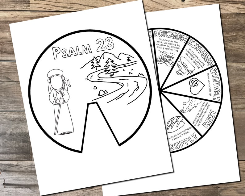 Psalm 23 Coloring Wheel, Printable Bible Activity, Watercolor, Kids ...