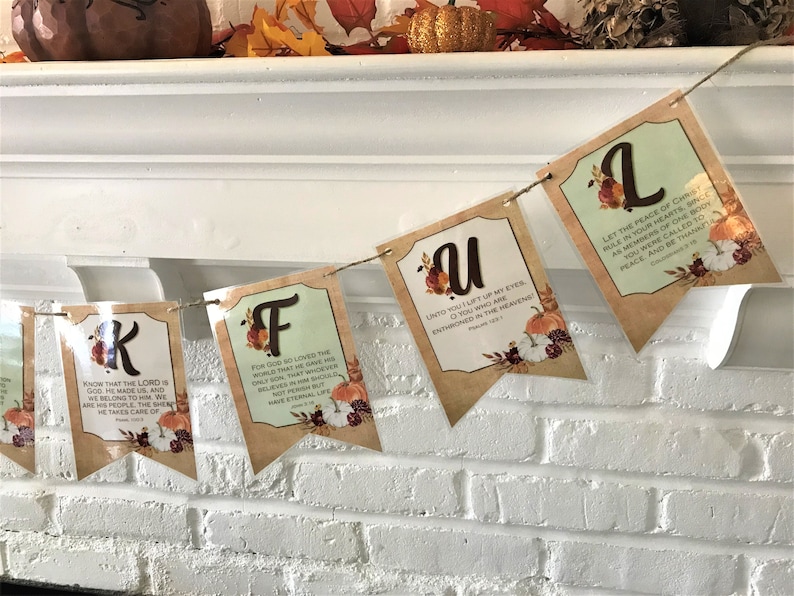 Thankful Scripture Banner Printable - Fall Banner - Fall Decoration ...