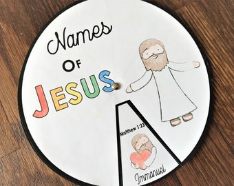 Names of Jesus Coloring Wheel, Christmas, Advent, Printable Bible Activity, Memory Game, Sunday School