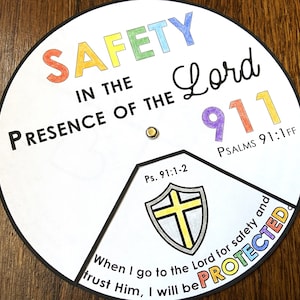 Psalm 91 Sicherheit im Herrn Färbung Rad, druckbare Bibel Aktivität, Kinder Bibellektion, Memory-Spiel, Sonntagsschule