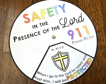 Psalm 91 Safety in the Lord Coloring Wheel, Printable Bible Activity, Kids Bible Lesson, Memory Game, Sunday School