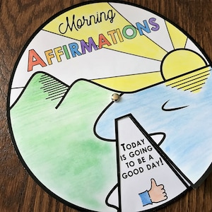 Morning Affirmation Coloring Wheel - Printable Activity - Motivational - Positive Mindset - Digital File