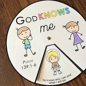 Gott kennt mich Psalm 139 Malrad, druckbare Bibelaktivität, Kinderbibellektion, Memory-Spiel, Sonntagsschule