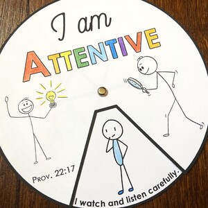I AM Attentive Character Activity Wheel - Kids Printable - Includes Bible Memory Verse and Prayer - Habit Training - Virtues - Digital File
