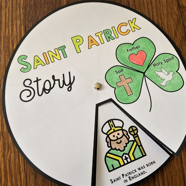 Saint Patrick Coloring Wheel, Printable Bible Activity, Trinity, Kids Bible Lesson, Memory Game, Sunday School