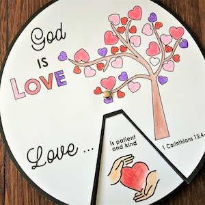 God is Love 1 Corinthians 13 Coloring Wheel, Printable Bible Activity ...