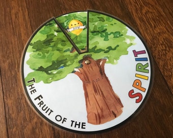 Fruit of the Spirit Wheel, Printable Bible Activity, Watercolor, Kids Bible Lesson, Galatians 5, Memory Game, Sunday School, Homeschool