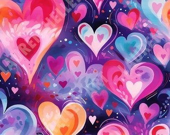 Heart Inception Hearts Within Hearts Patrón de repetición sin costuras - Descarga digital - Arte del corazón - Diseño del Día de la Madre - Diseño de amor