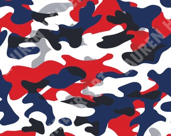 4th of July - Red White and Blue Camo Print - Seamless Repeating Pattern Repeat Pattern - Patriotic Design - Independence Day - July 4