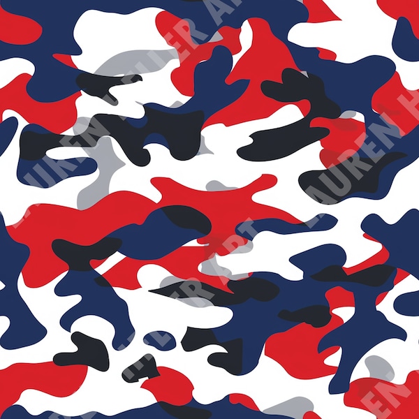 4th of July - Red White and Blue Camo Print - Seamless Repeating Pattern Repeat Pattern - Patriotic Design - Independence Day - July 4