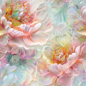 Peônias brancas e rosa - Padrão repetitivo sem costura - Download digital - Arte floral - Design do Dia das Mães - Pintura acrílica com design floral