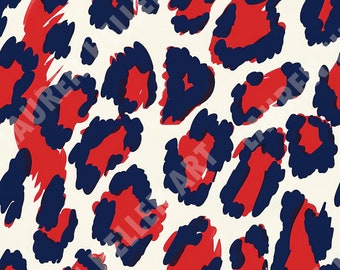 4th of July - Red White and Blue Cheetah Print - Seamless Repeating Pattern Repeat Pattern - Patriotic Design - Independence Day - July 4