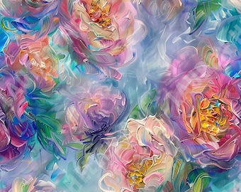 Monet Style Impressionist Flowers - Seamless, Repeating Pattern - Digital Download - Flower Art - Mother's Day Design - Floral Design