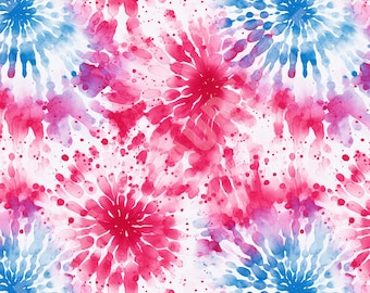 Hot Pink Tie Dye Pattern - Seamless, Repeating Pattern - 2 files, tiled & not tiled - 300 DPI, High Resolution, Print Ready