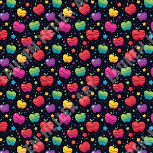 Back to School Teacher's Apple With Stars Seamless Pattern Apple Pattern Teacher Apple Stars Cosmic School Design image 2