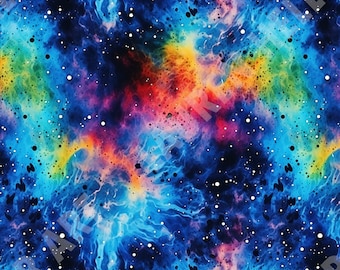 Tie Dye Galaxy Explosion - Patrón sin costuras y repetitivo - 2 archivos, en mosaico y sin mosaico - 300 DPI, alta resolución, listo para imprimir