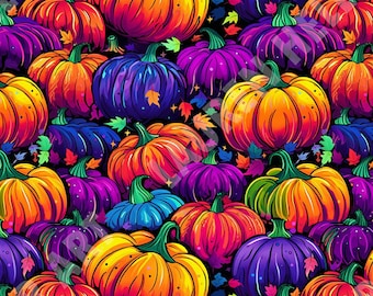 Pop Art Fun Pumpkins - Seamless, Repeating Pattern - 2 files, tiled & not tiled - 300 DPI, High Resolution, Print Ready