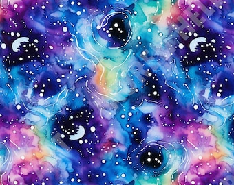 Tie Dye Galaxy Clusters - Patrón sin costuras y repetitivo - 2 archivos, en mosaico y sin mosaico - 300 DPI, alta resolución, listo para imprimir