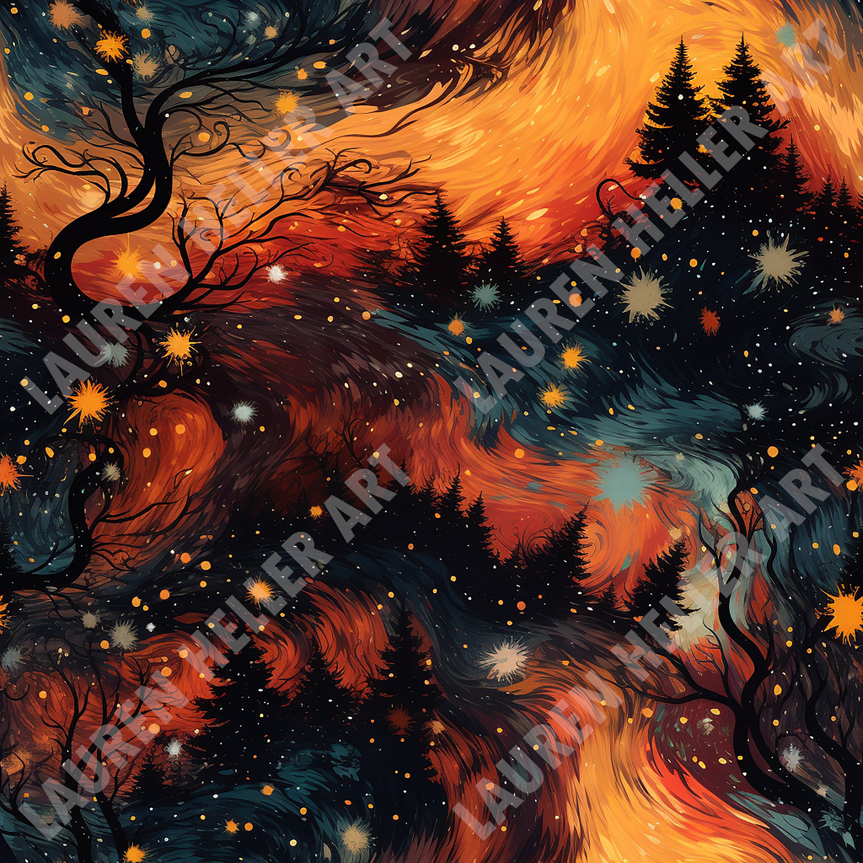 Halloween Spooky Pacific Northwest Skies Seamless, Repeating Pattern - Etsy