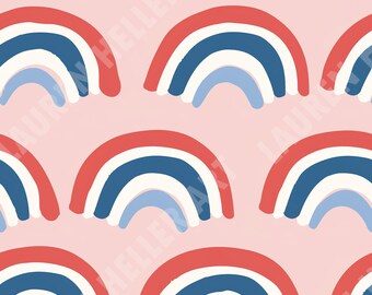 4th of July - Red, White and Blue Rainbows - Seamless Repeating Pattern Repeat Pattern - Patriotic Design - Independence Day - July 4 Design