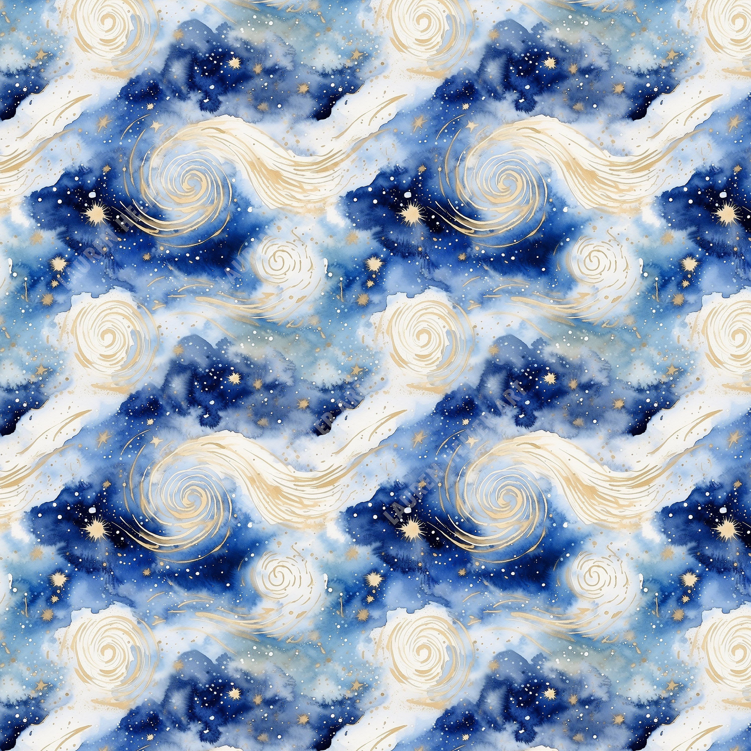Print Repeat High Resolution Starry Night Stars and Swirls - Seamless, Repeating Pattern - 2 Files ...