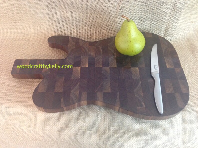 Guitar Shaped Walnut End Grain Cutting Board Etsy