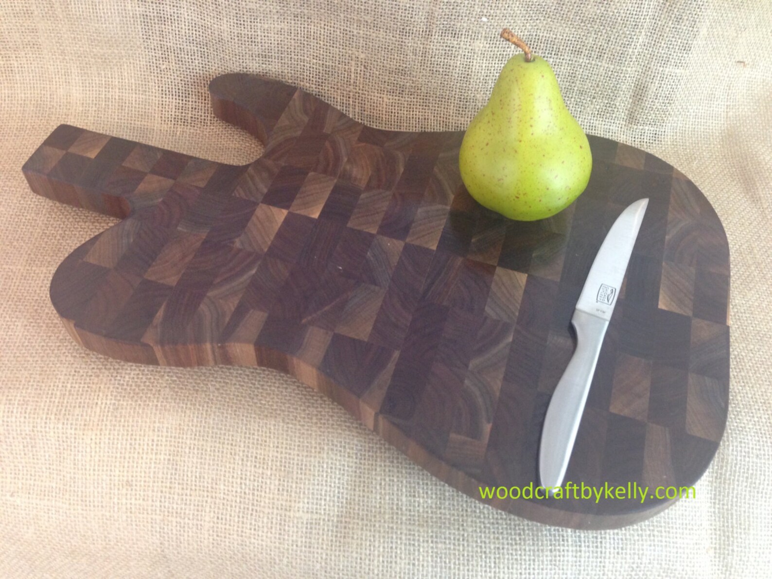 Guitar Shaped Walnut End Grain Cutting Board Etsy