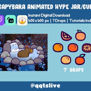 ANIMATED Twitch CAPYBARA Hype Jar - Stream Tip Cup / Jar - 2 Layers - 7 Bit Options - Set Up Tutorial Included