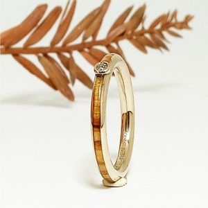 Different engagement ring - Diamond and white gold 18k - Original engagement ring with wood - 18K Solid Gold ring