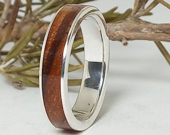 Zilveren en zebra houten ring - Originele trouwringen - Unisex ringen