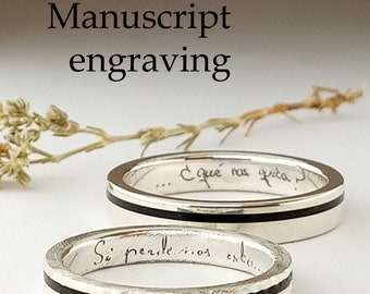 Engraved 1 ring signature and/or handwritten phrase