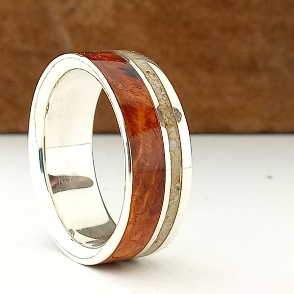 Silver wedding ring and wood - Custome wedding bands