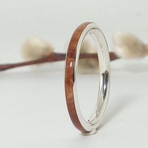 Original silver ring and birch wood / New jewelry / Wedding and anniversary ring