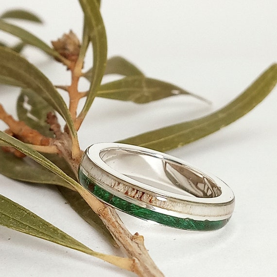 Alliance originale en bois vert et corne de wapiti Bijoux contemporains Bagues originales Etsy France