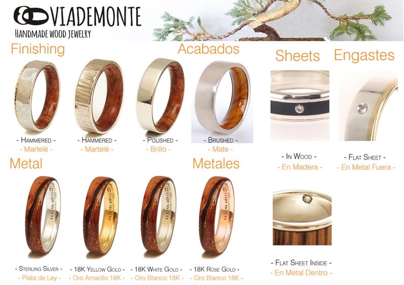 Wood Ring Catalog and Finishes Etsy