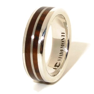 Walnut Wood and Silver Sterling Ring - Mens Ring