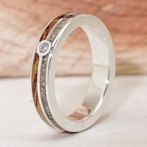 Anel de diamante feito em prata com azeitona - Anel de noivado original - Anel de noivado