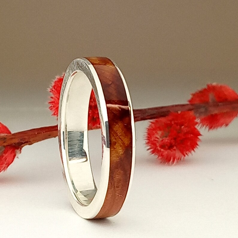 Juniper Silver Ring , Mens Wedding Ring Wood. Silver Wedding Ring, Wood ...